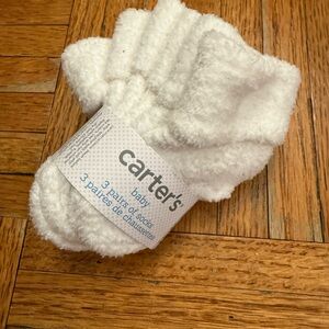 3 PAIRS Carter's Infant White Sock Booties NWT